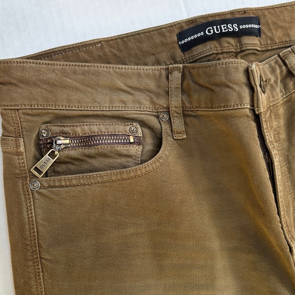 New Guess Men's Tan Straight Jeans SZ 34 - Picture 6 of 10